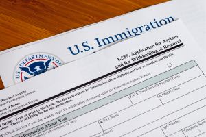 United States Immigration application for asylum paperwork